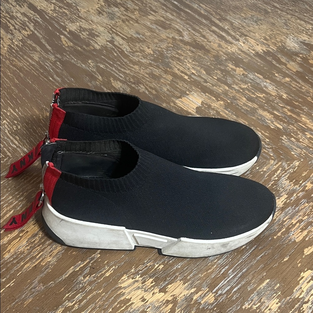 DKNY Black and Red Slip-On Sneakers